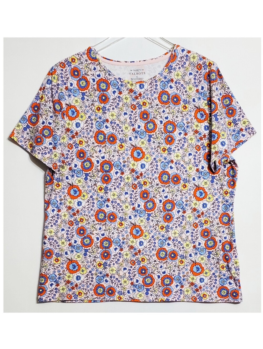 Talbots Xl the tee shirt crew neck short sleeves floral pink multi stretch boho